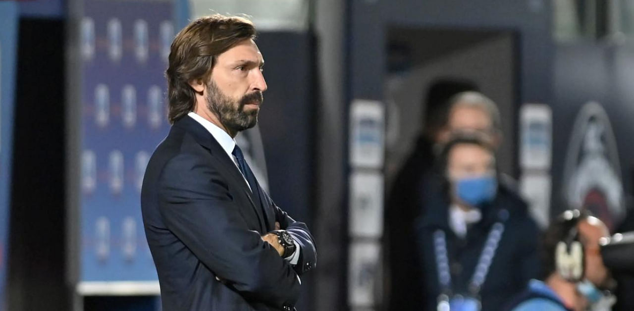 Juventus' coach Andrea Pirlo attends the Italian Serie A during the Italian Serie A football match Crotone vs Juventus at the Ezio Scida Stadium in Crotone. Credit: AFP.