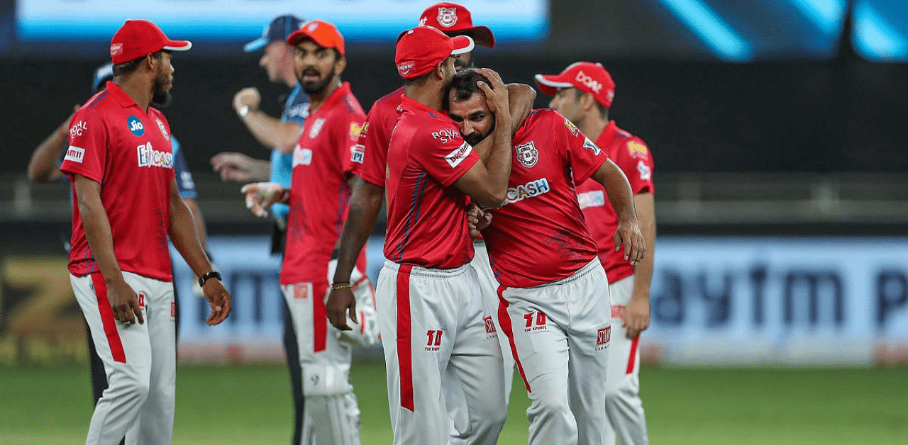 Kings XI Punjab player Mohammed Shami during the Indian Premier League (IPL) T20 cricket match against Mumbai Indians (MI), at Dubai International Cricket Stadium in Dubai. Credit: PTI Photo