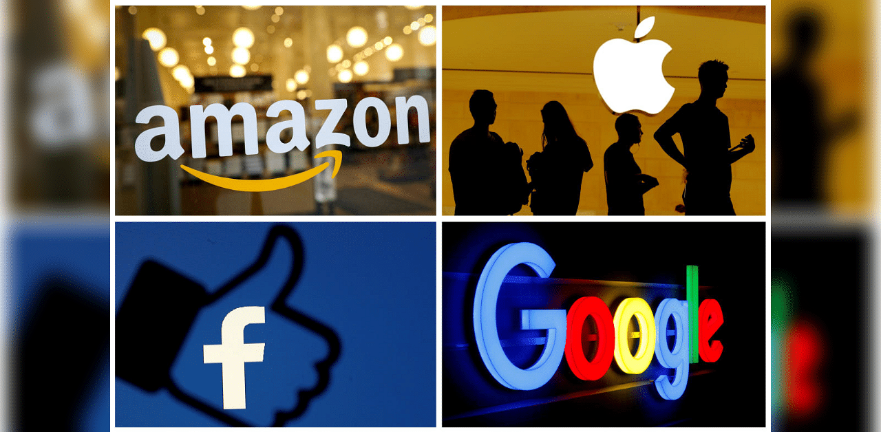 The combined value of Amazon, Apple, Facebook and Google based on share price has more than tripled during the past five years to $5.4 trillion. Credit: Reuters File Photo