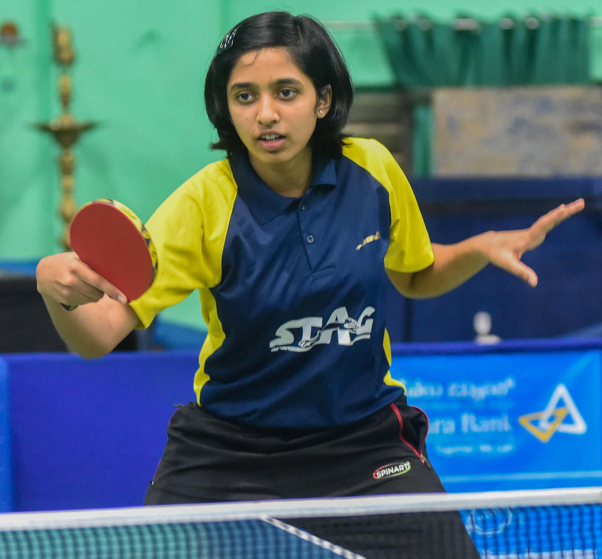 Yashaswini Ghorpade, the top-ranked Indian in the U-15 section, trains at the Skies International TT Academy which is facing issues to reopen. DH file PHOTO/SK DINESH