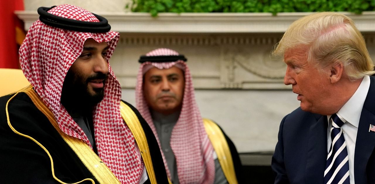 US President Donald Trump shakes hands with Saudi Arabia's Crown Prince Mohammed bin Salman. Credit: Reuters Photo