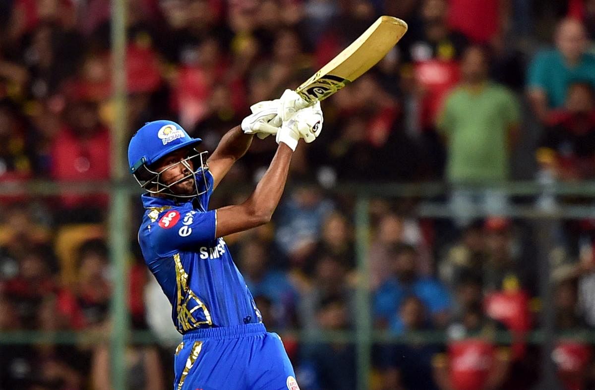 BRUTAL FORCE: Hardik Pandya, along with Kieron Pollard, has provided Mumbai Indians the required results in the death overs. PTI 