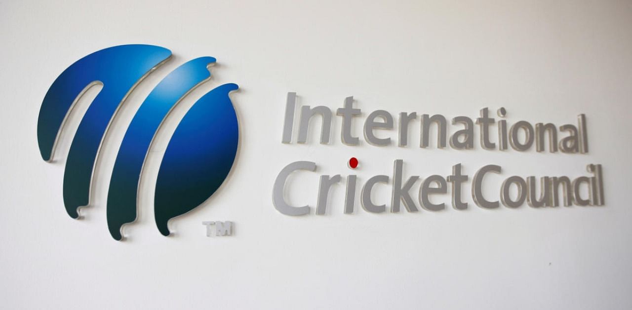 The International Cricket Council (ICC) logo at the ICC headquarters in Dubai. Credit: Reuters