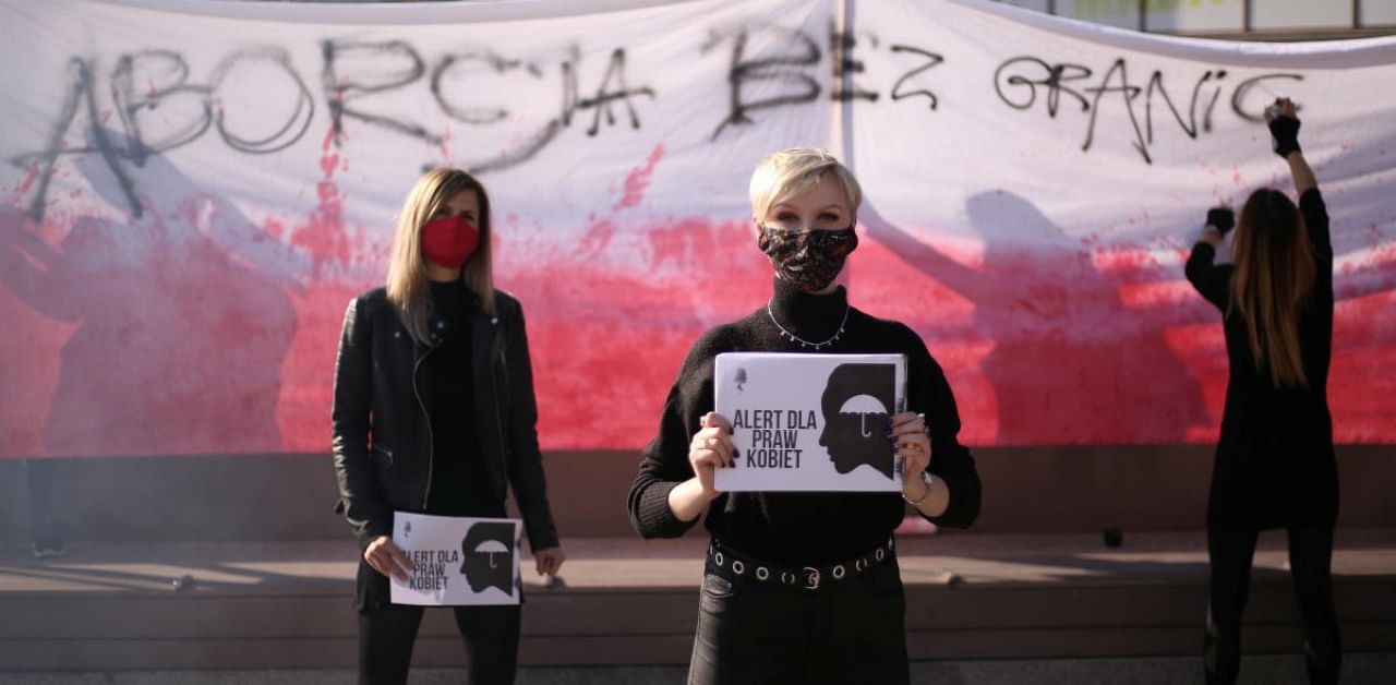 Women protest against imposing further restrictions on abortion law in Poland. Credit: Reuters