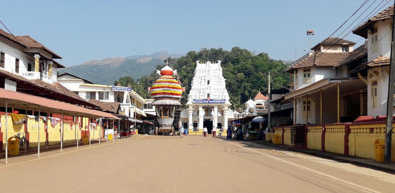 A view of the Kukke Subrahmanya temple. Credit: DH.