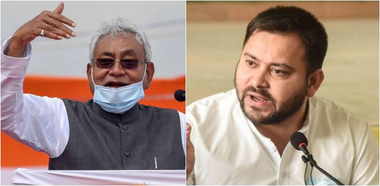 Bihar Chief Minister Nitis Kumar and the Mahagatbandhan Chief Ministerial nominee Tejashwi Yadav. Credit: PTI Photos