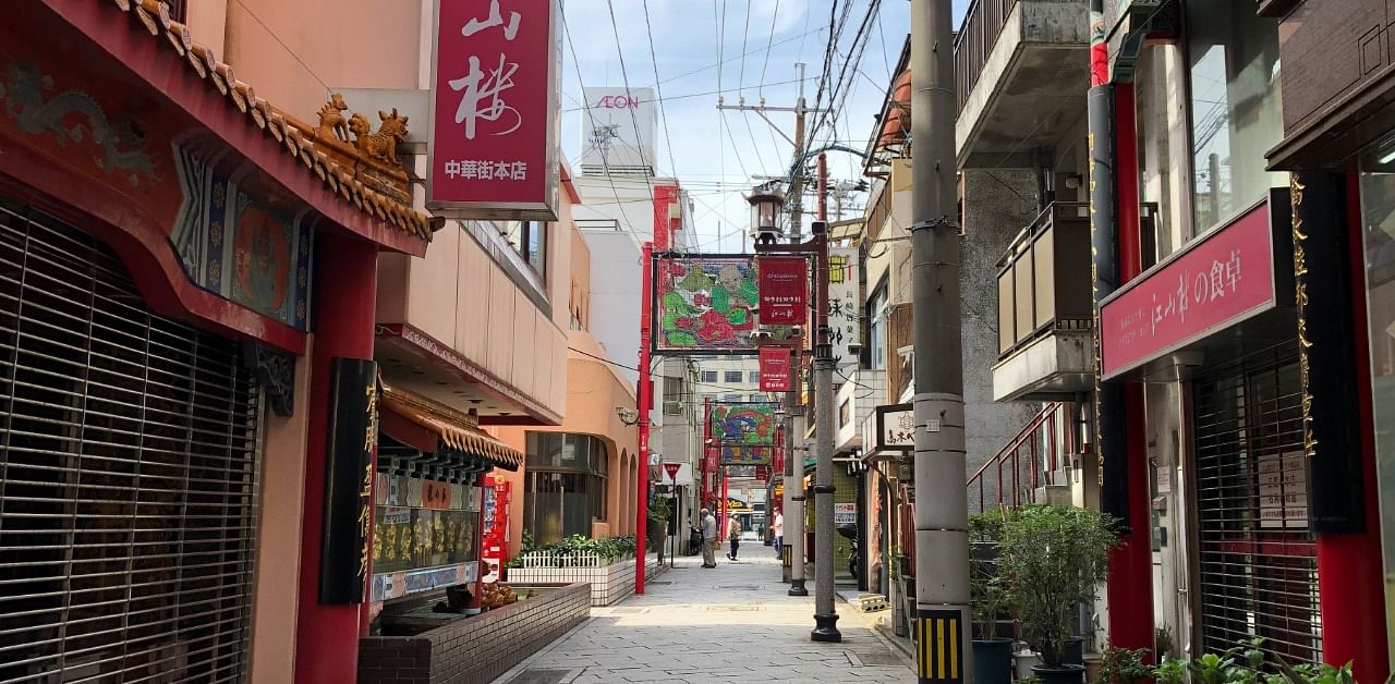 An empty street is seen at Nagasaki's previously crowded Chinatown, a popular attraction among tourists, is pictured amid the coronavirus disease. Credit: Reuters Photo