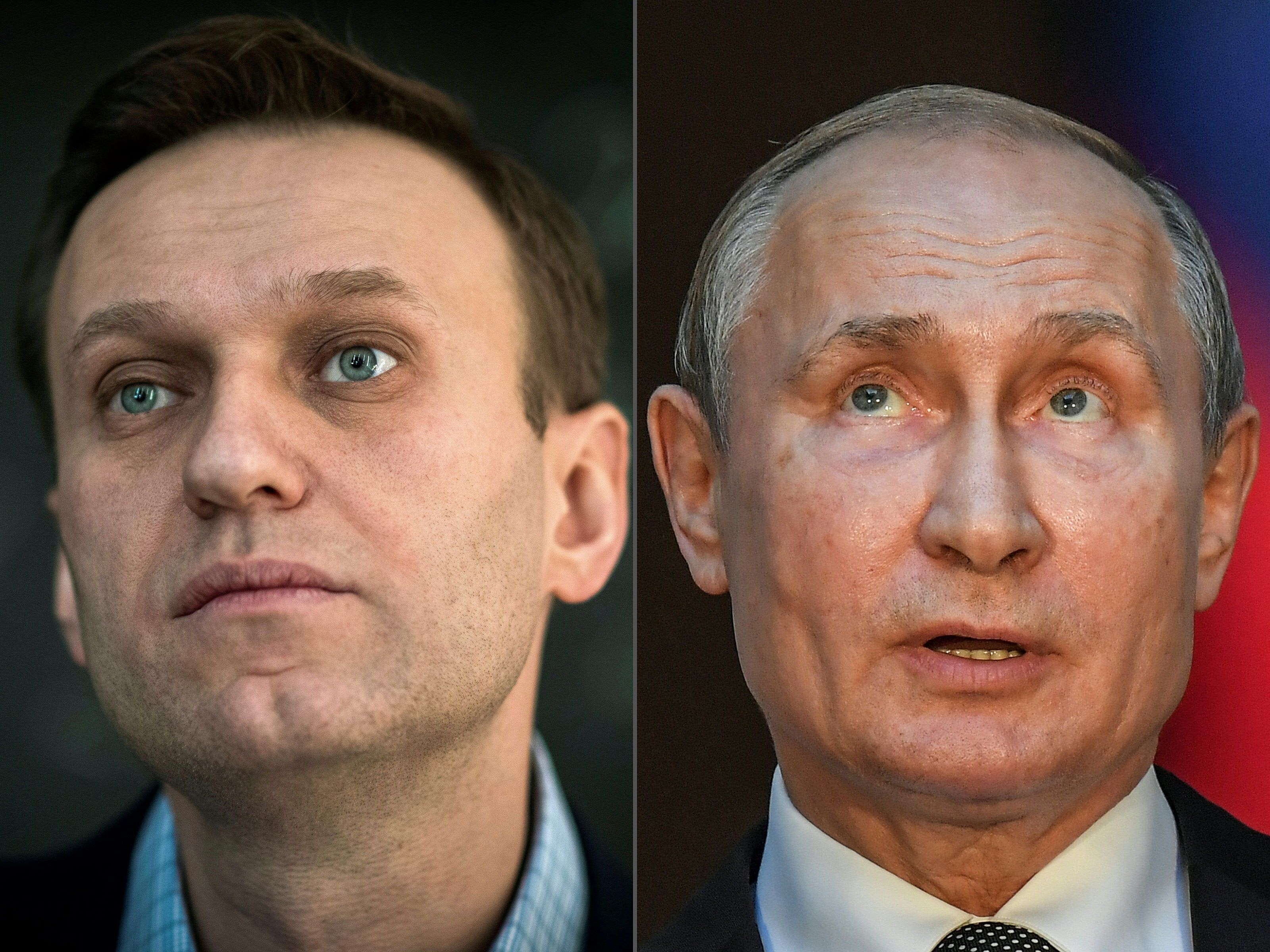 Kremlin critic Alexei Navalny (L) and Russian President Vladimir Putin. Credit: AFP Photo