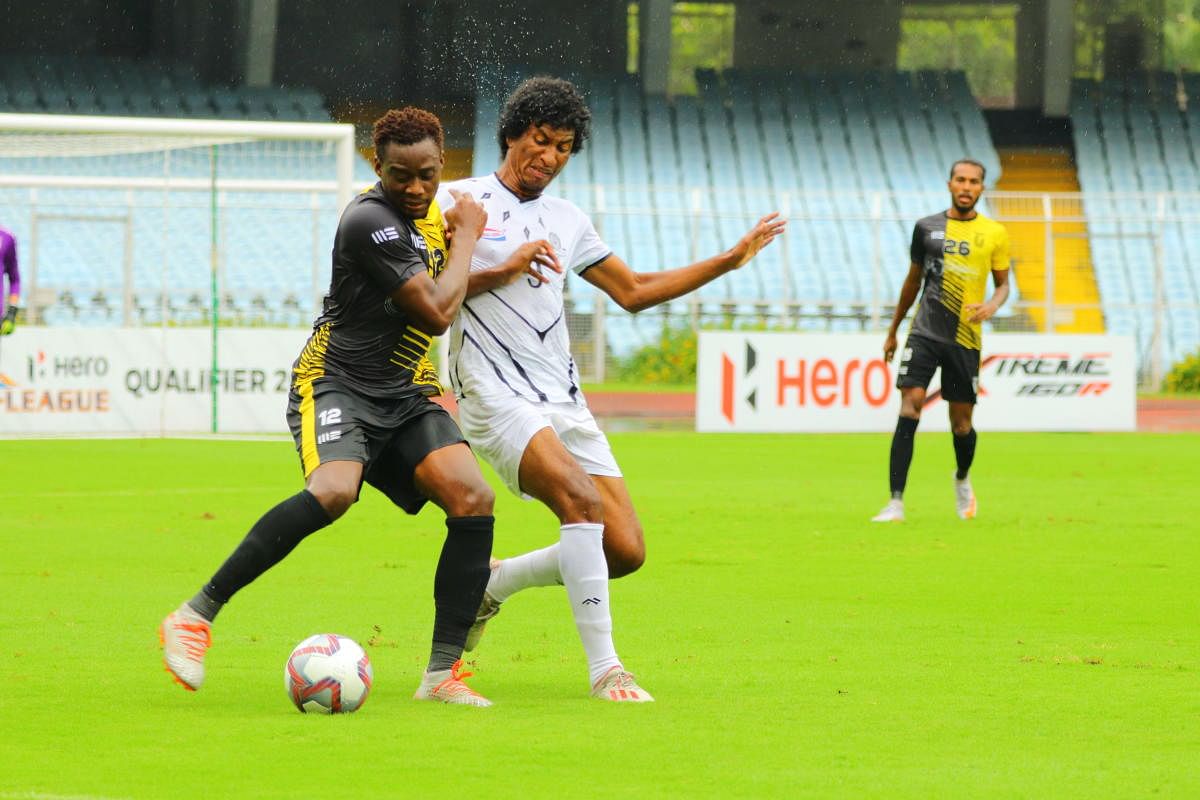 A slice of action from the I-League Qualifiers clash between FC Bengaluru United and Mohammedan Sporting held behind closed doors in Kolkata. 