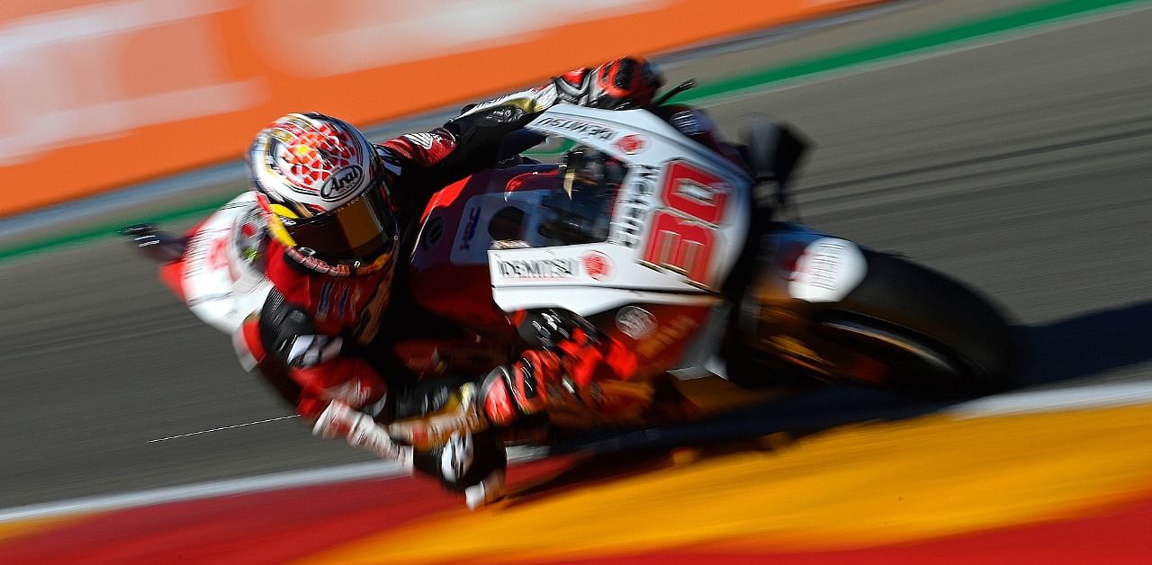 LCR Honda IDEMITSU's Japanese rider Takaaki Nakagami takes part in the third practice session ahead of the MotoGP Grand Prix of Teruel. Credit: AFP