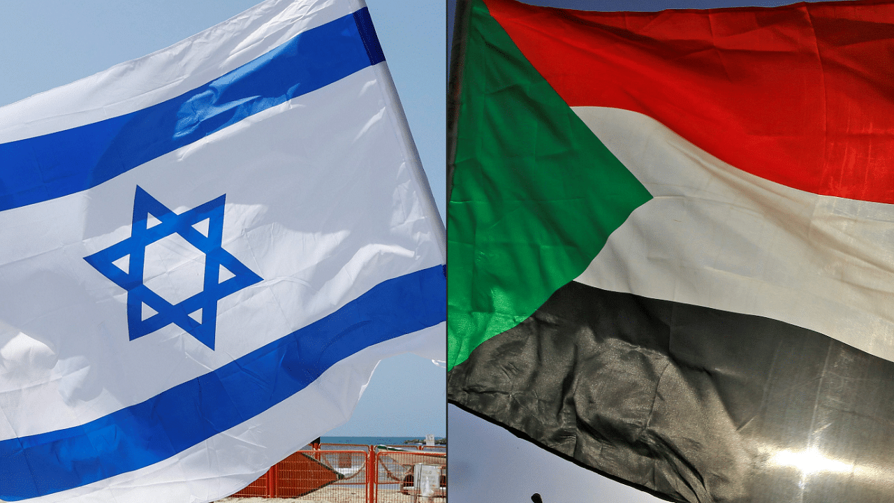 Israeli flag and Sudanese flag. Credits: AFP Photo