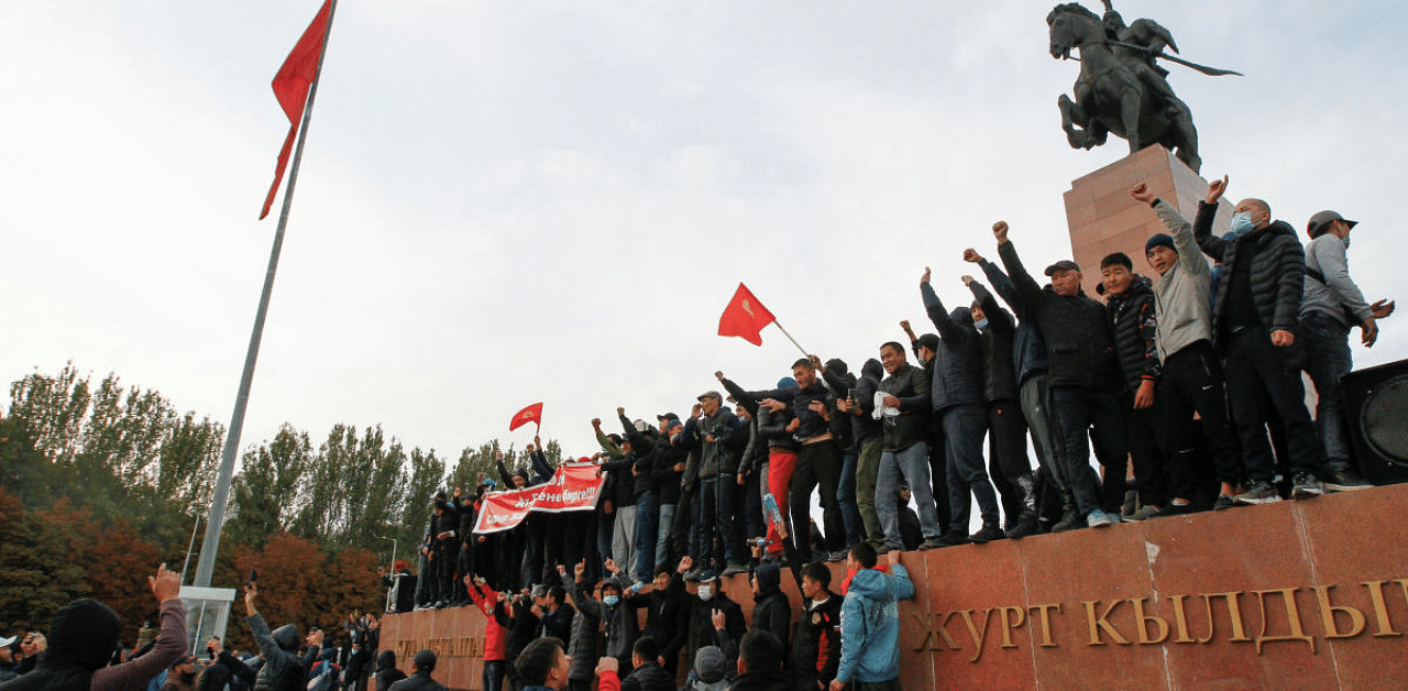 Demonstrators from rival political groups attend a rally in Bishkek, Kyrgyzstan. Credit: Reuters Photo