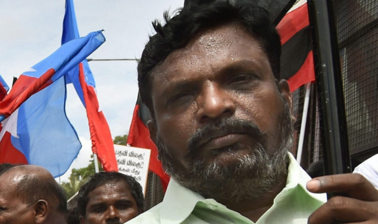 Viduthalai Chiruthaigal Katchi founder Thol Thirumavalvan. Credit: PTI File Photo