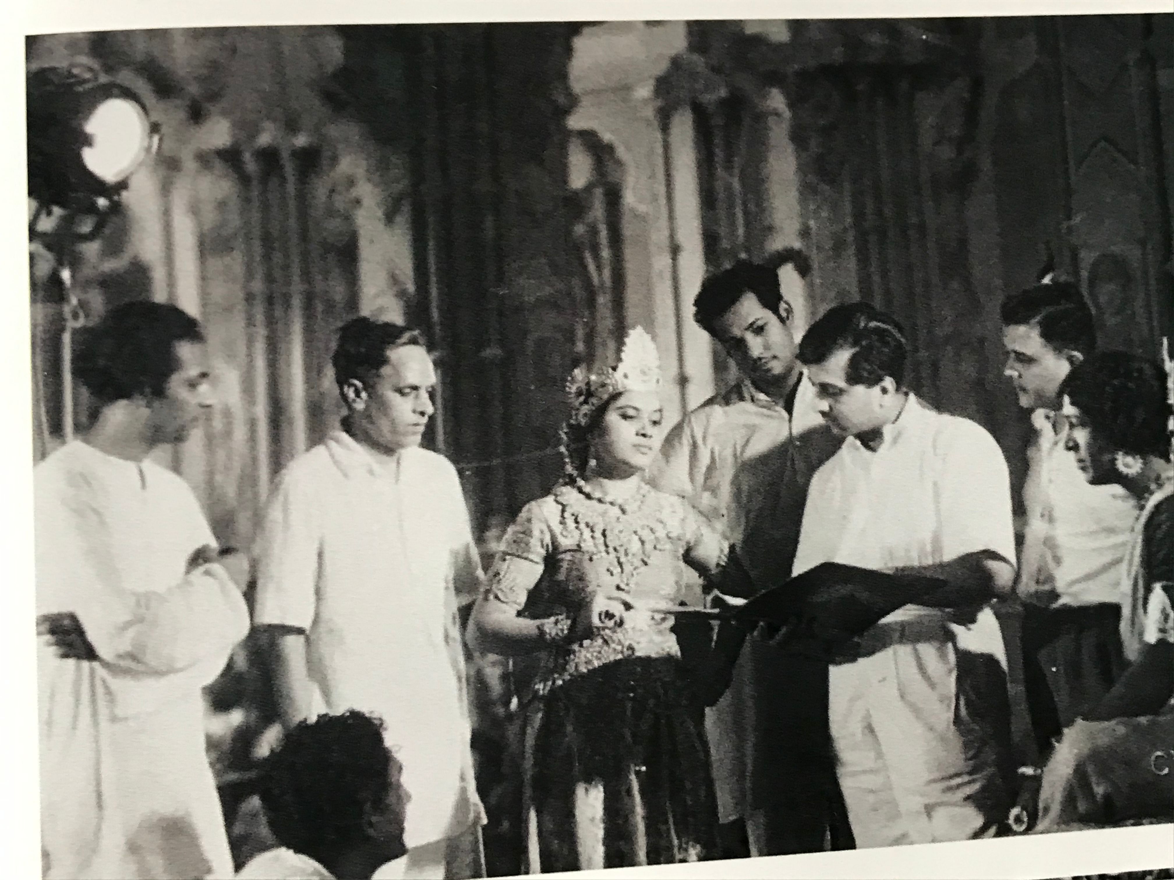 Sarvottam Badami (third from right) on the set of a film.