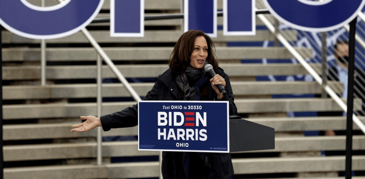 Harris said she and former vice president Joe Biden, the Democratic presidential candidate, are proud American patriots. Credit: Reuters Photo