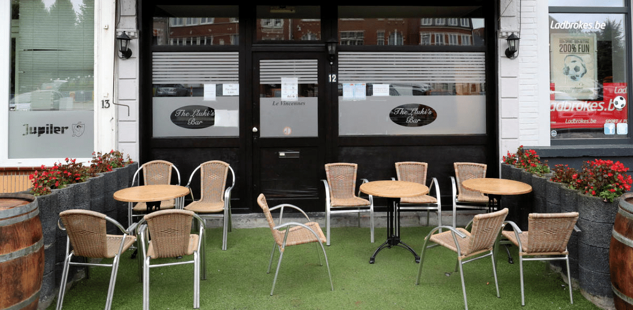 View of a cafe after its closure following authorities decision to close all Brussels' cafes and bars for one month after a spike of the coronavirus disease (COVID-19) infections in the country, in Brussels, Belgium. Credit: Reuters Photo