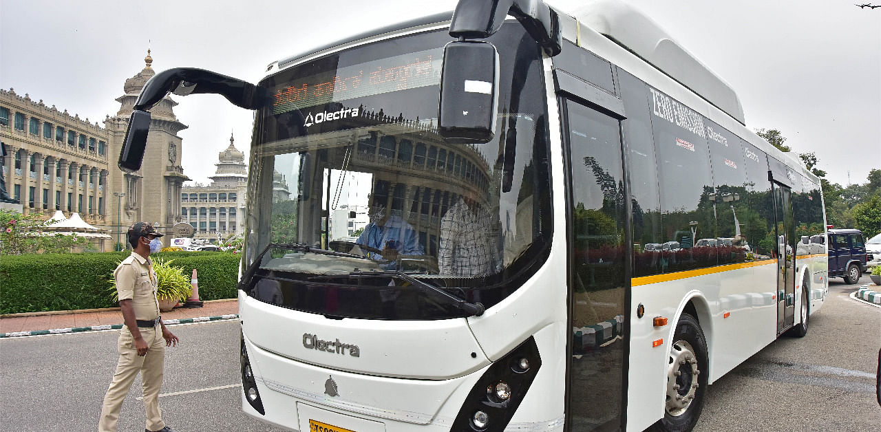 An electric bus on trial. Credit: DH Photo