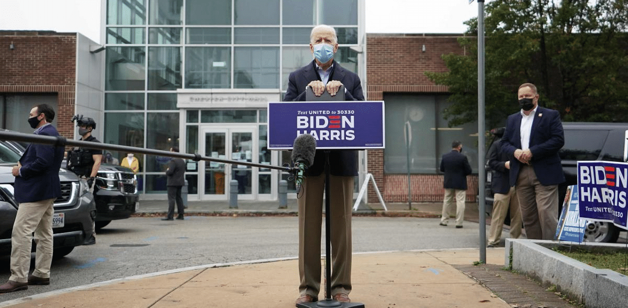 Democratic presidential candidate Joe Biden speaks at a voter activation center in Chester, Pennsylvania. Credit: AFP Photo