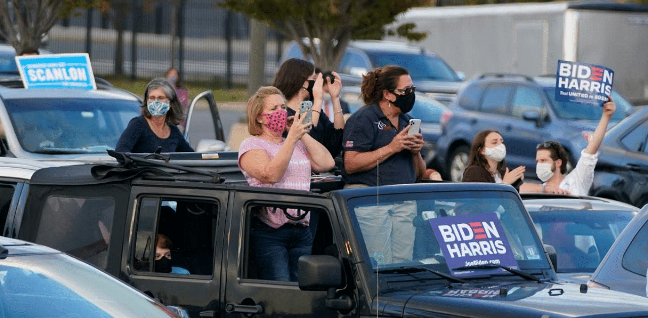Biden-Harris supporters gather for a drive-in rally with former US President Barack Obama in Philadelphia, Pennsylvania. Credit: AFP Photo