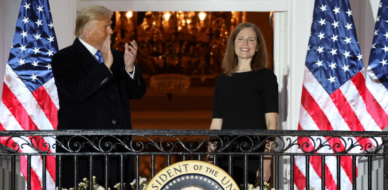 Judge Amy Coney is sworn in as an associate justice of the US Supreme Court at the White House in Washington. Credit: Reuters Photo 