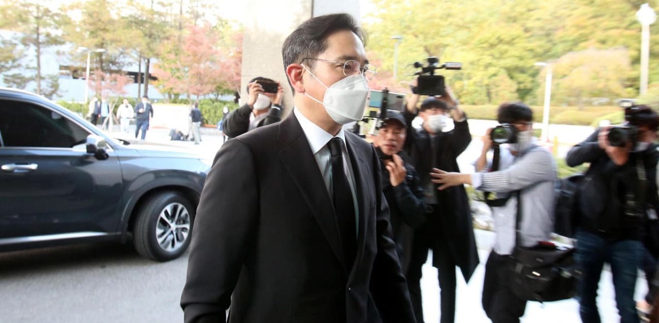 Samsung Electronics vice chairman Lee Jae-yong arrives for the funeral of the late Samsung Electronics chairman Lee Kun-Hee in Seoul. Credit: AFP.