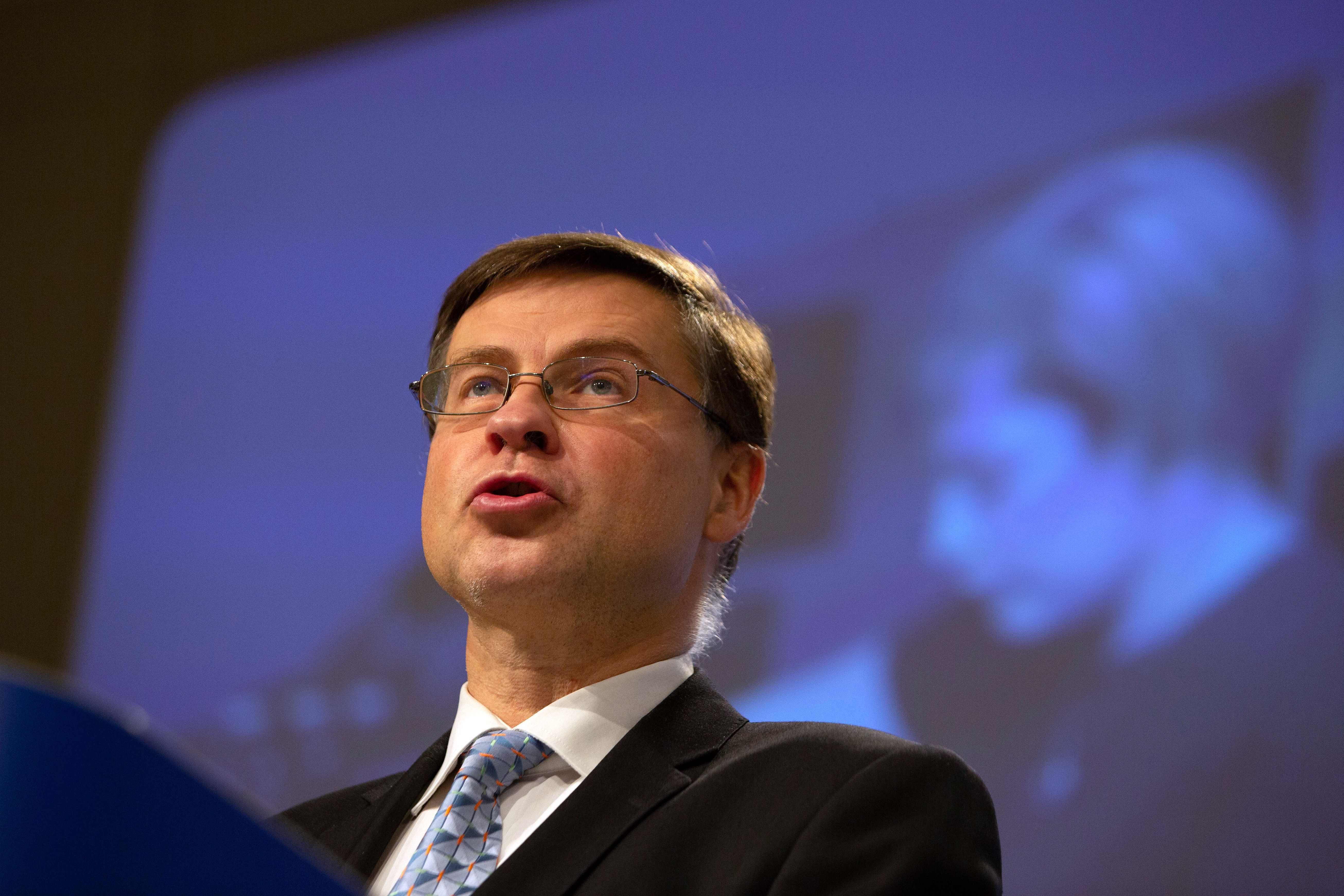 European Commission vice-president in charge the Euro, Social Dialogue, Financial Stability, Financial Services and Capital Markets Union Valdis Dombrovskis. Credits: AFP Photo