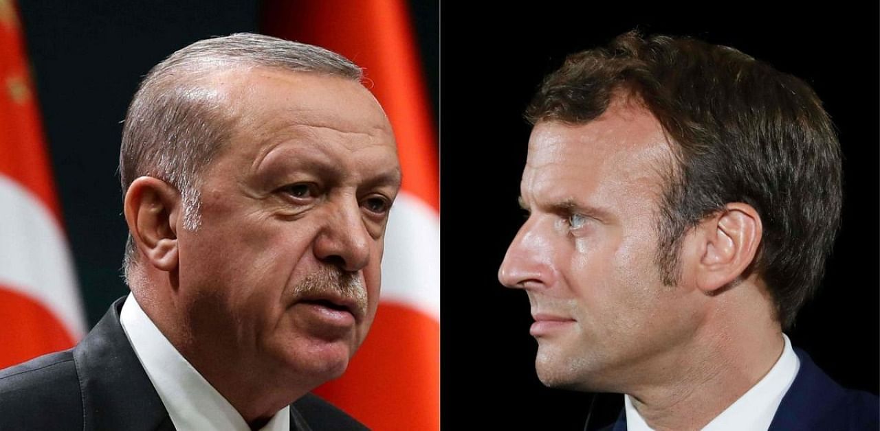 Turkish President Recep Tayyip Erdogan and French President Emmanuel Macron. Credit: AFP Photo