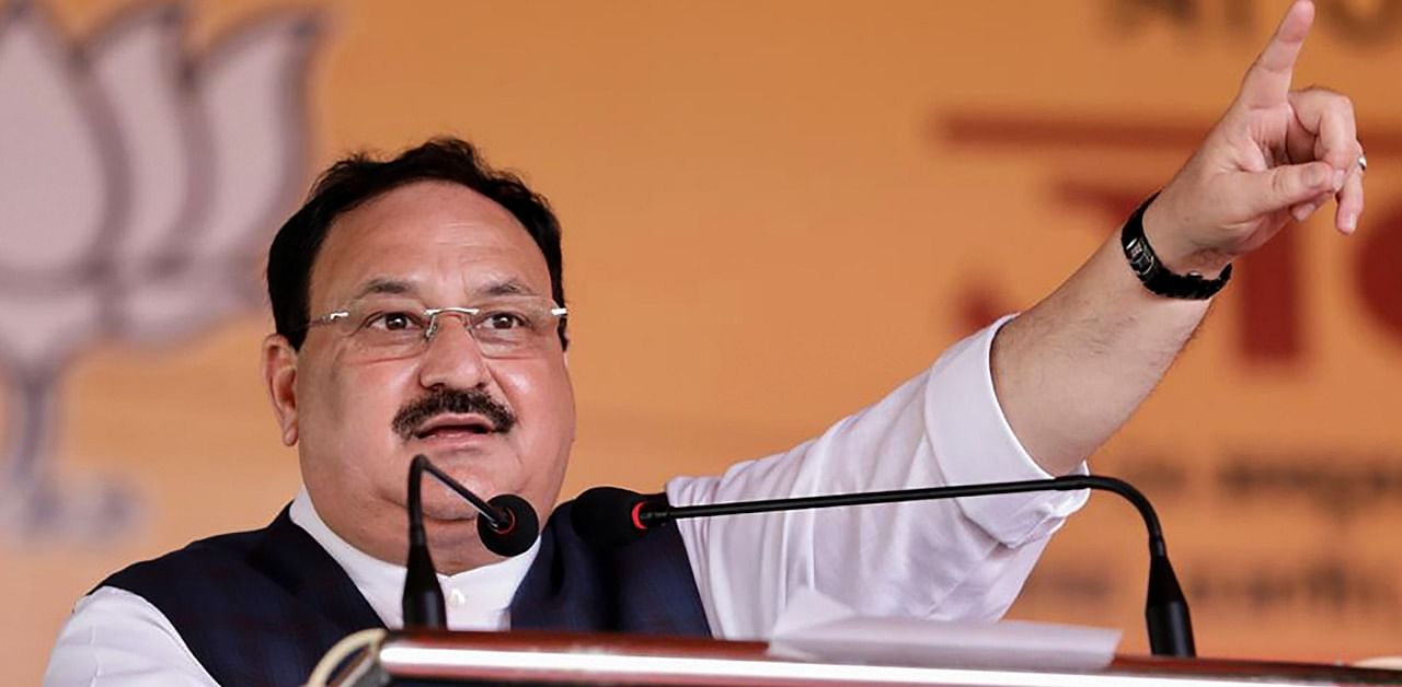 BJP National President J.P. Nadda addresses a public rally in support of NDA candidates, ahaed of Bihar Assembly polls. Credit: PTI Photo