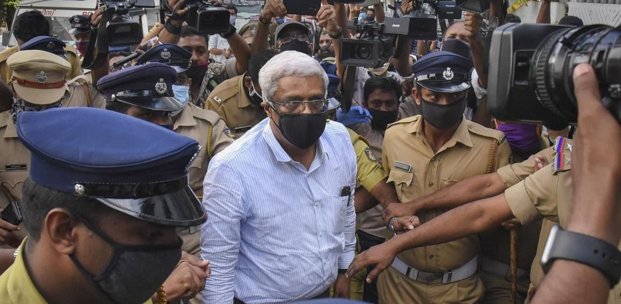 M Sivasankar, former Principal Secretary to Kerala Chief Minister, arrives at National Investigation Agency (NIA) office for further interrogation in the high-profile Kerala gold smuggling case. Credit: PTI