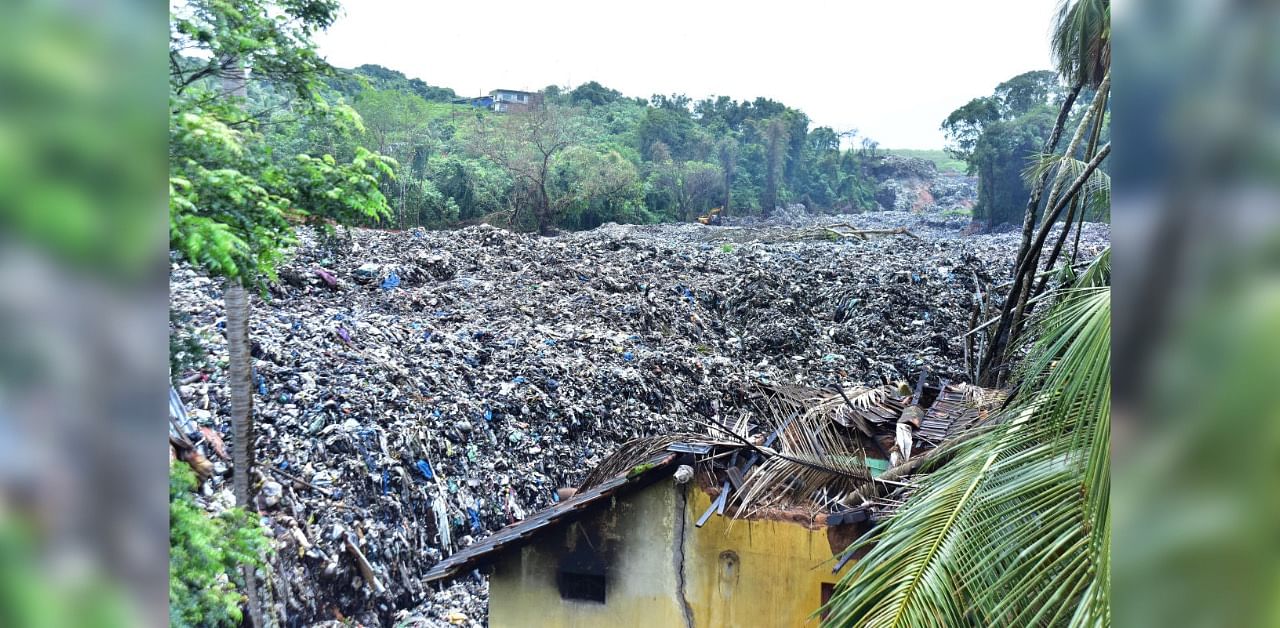 A file photo of garbage slide at Pacchanady. Credit: DH Photo