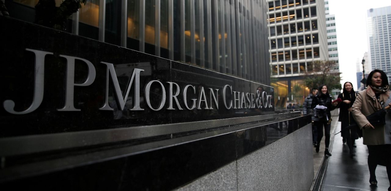A sign of JP Morgan Chase Bank is seen in front of their headquarters tower in Manhattan, New York. Credit: Reuters Photo