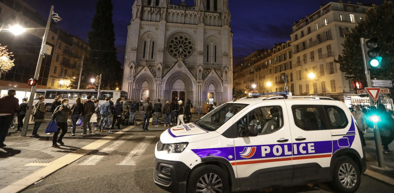 On October 29 2020. a knife-wielding man kills three people at the church, slitting the throat of at least one of them, in what officials are treating as the latest jihadist attack to rock the country. Credit: AFP Photo