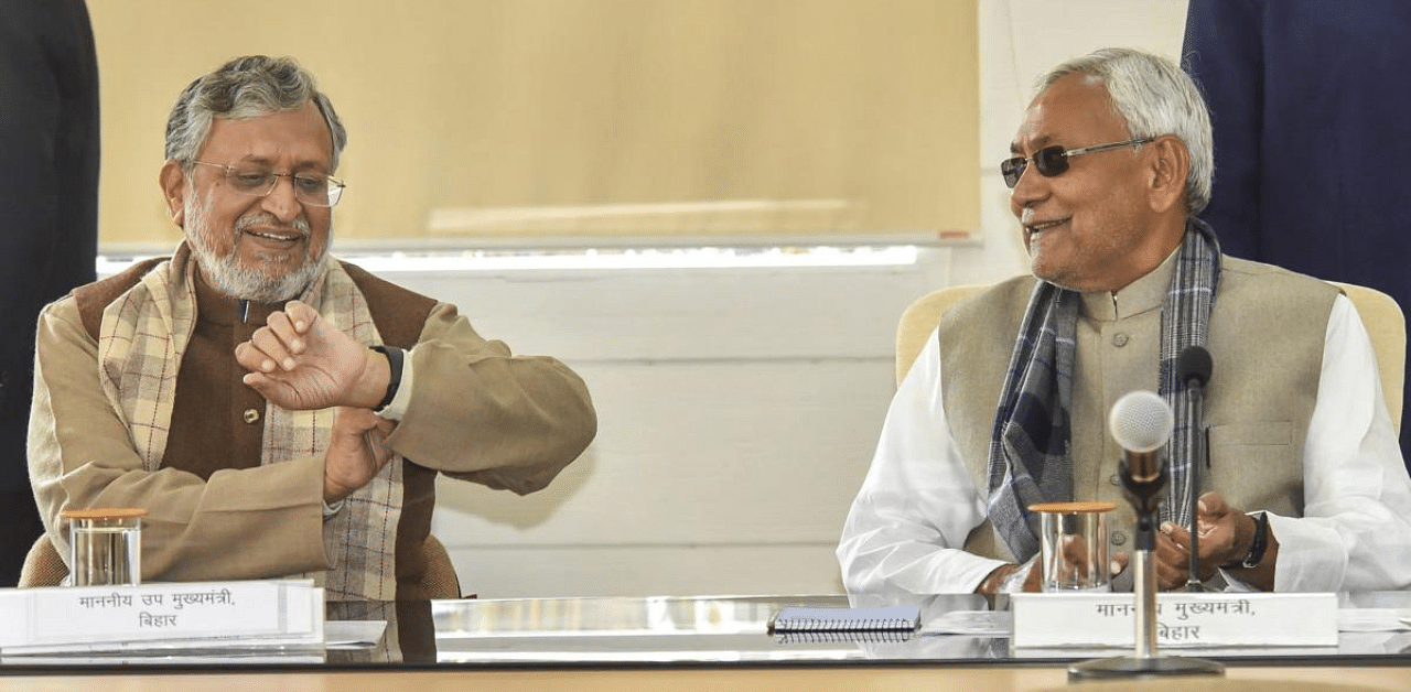 Bihar Chief Minister Nitish Kumar and Deputy CM Sushil Kumar Modi. Credit: PTI Photo
