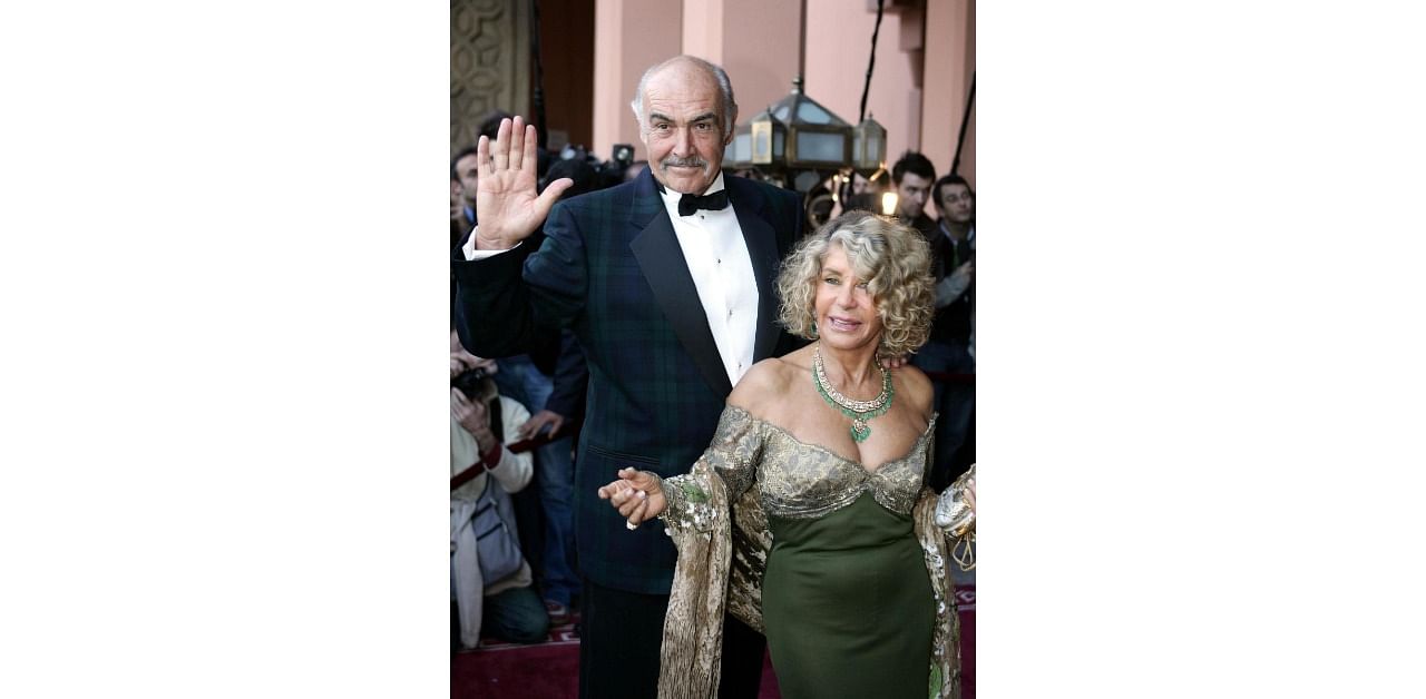 British actor Sean Connery and his wife, Micheline Roquebrune. Credit: AFP