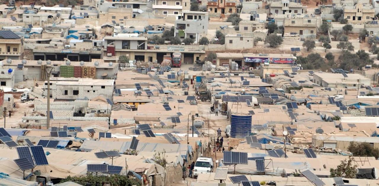 Overcrowded displacement camp near the village of Qah. Credit: AFP Photo