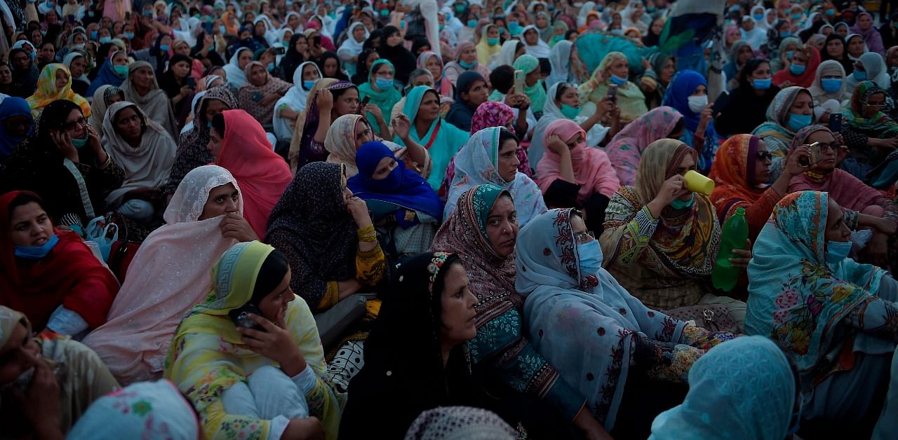 Health workers and union workers gather during a protest against the International Monetary Fund (IMF) and government policies in Islamabad. Credit: AFP Photo