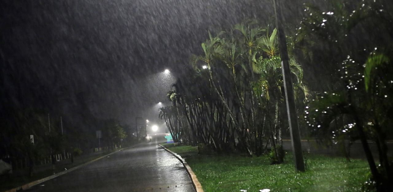 Rain batters a street as Hurricane Eta approaches in Tela, Honduras. Credit: Reuters