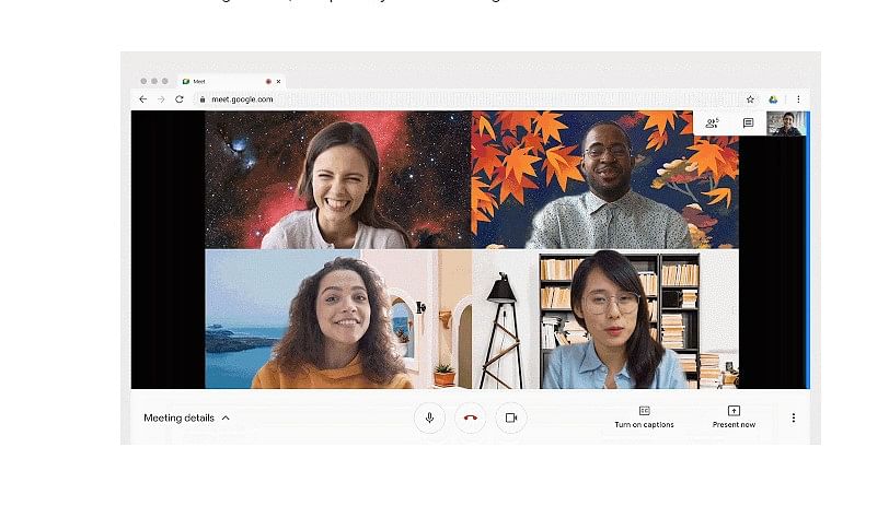 Google Meet users can now change room background. Credit: Google