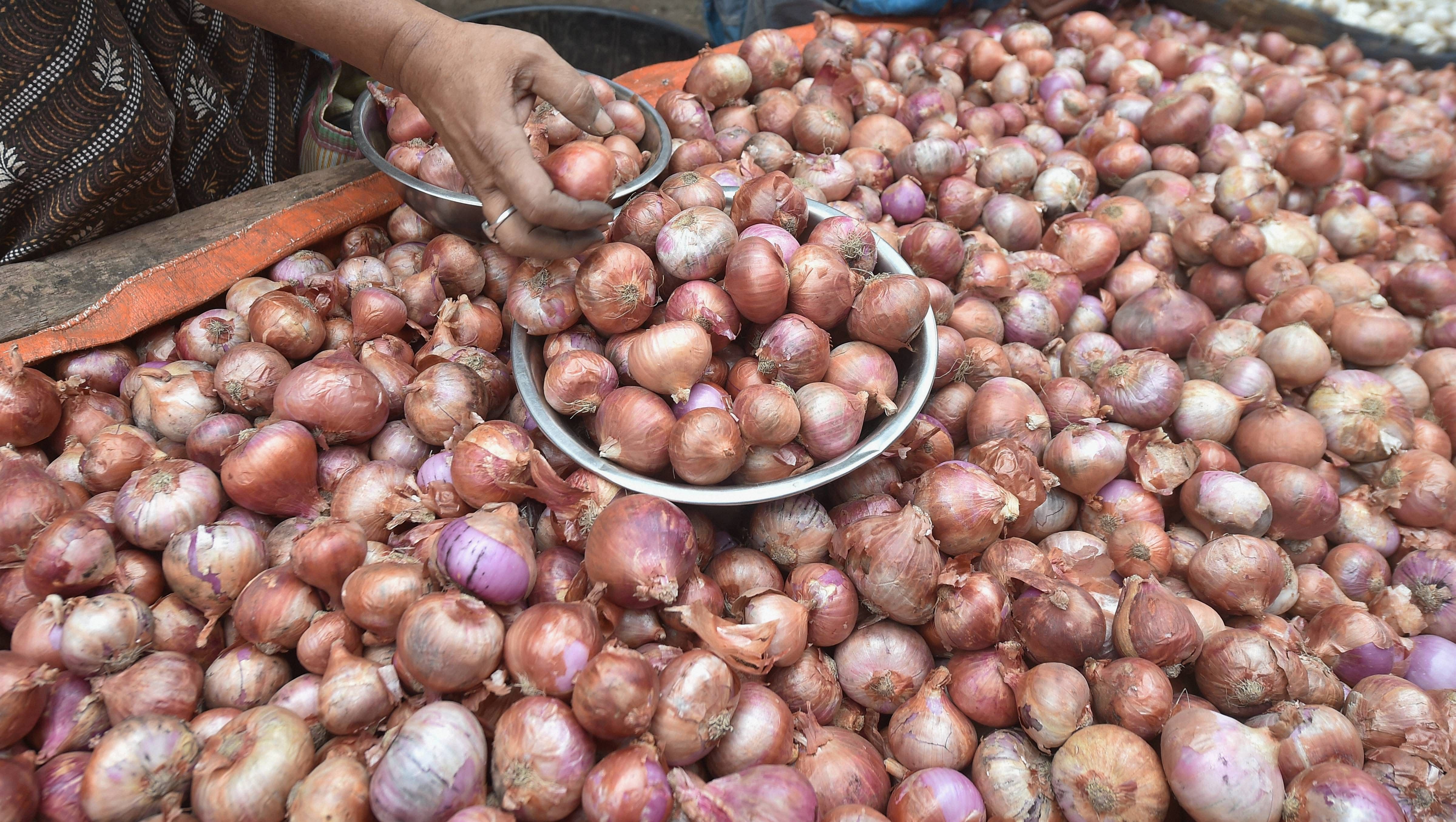 A customer buys onions at a wholesale market as the vegetable prices continue to soar in the country. Credit: PTI Photo
