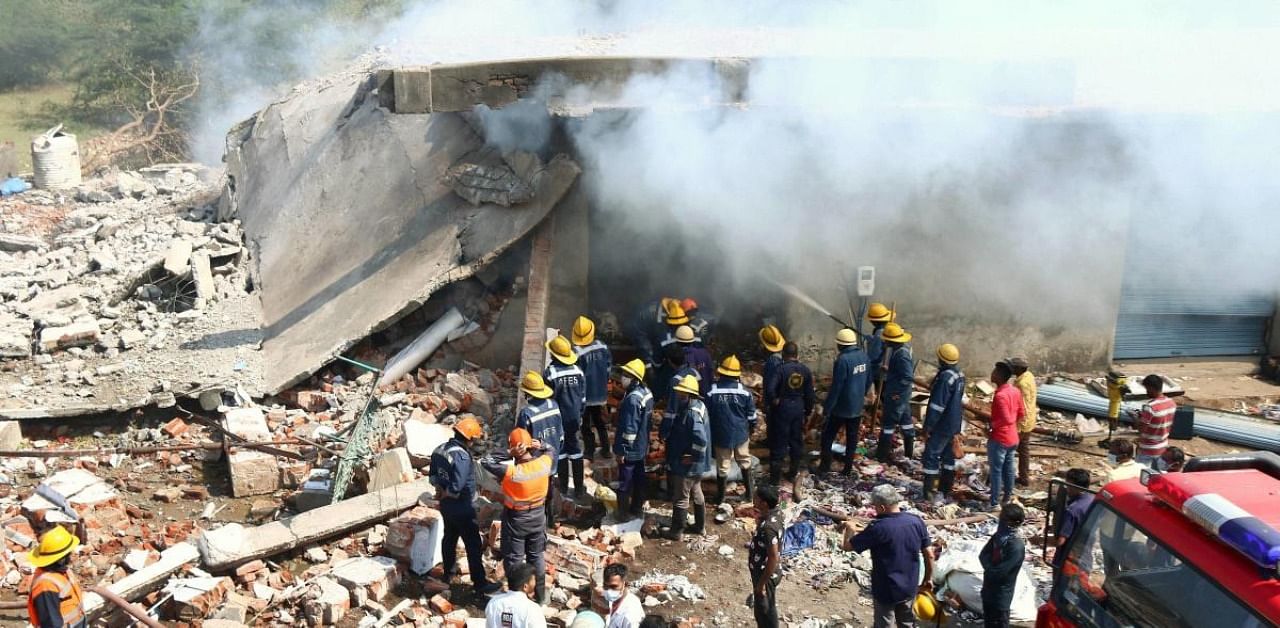 Ahmedabad's godown collapsed after explosion. Credit: PTI Photo