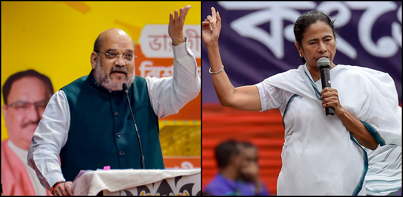 Union Home Minister Amit Shah (L) and West Bengal Chief Minister Mamata Banerjee. Credit: PTI Photos