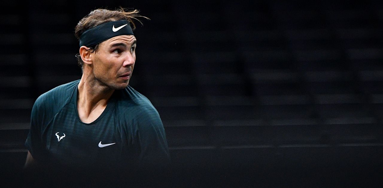 Spain's Rafael Nadal reacts as he plays against Australia's Jordan Thompson during their men's singles round of sixteen tennis match on day 4 at the ATP World Tour Masters 1000. Credit: AFP Photo