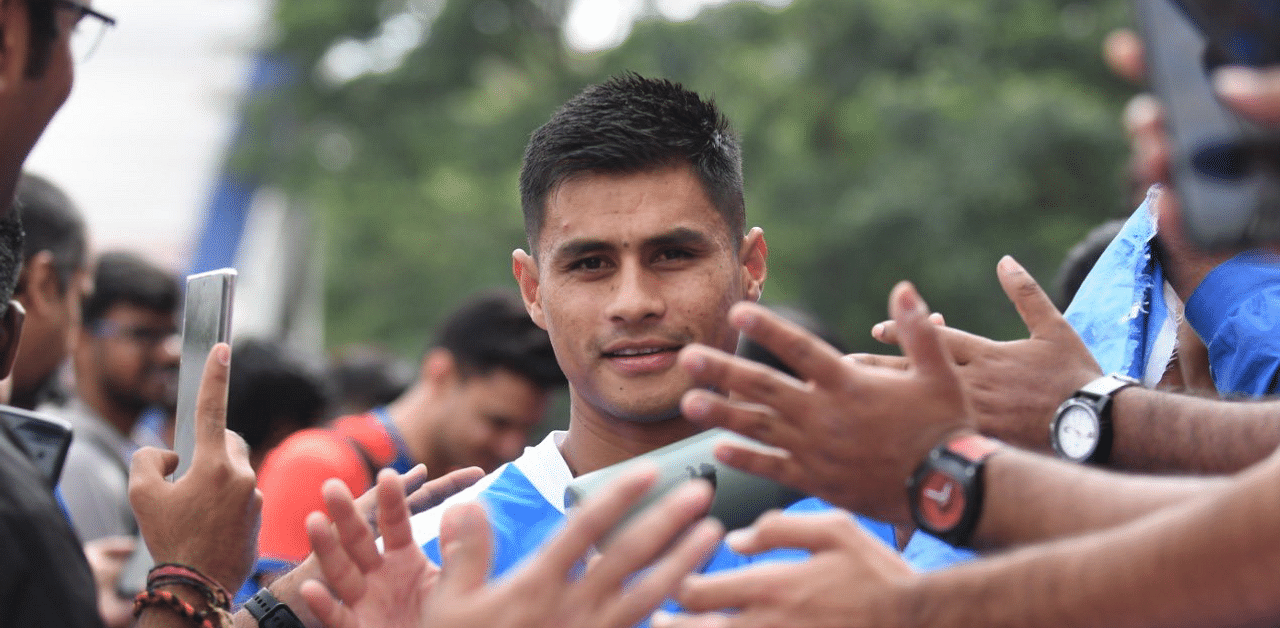 Indian football team mid-fielder Eugeneson Lyngdoh. Credit: Twitter/@eugeneson10