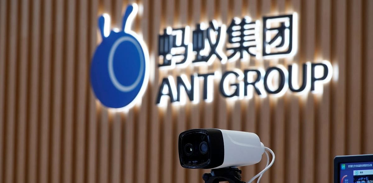 Logo of Ant Group at the headquarters of Ant Group, an affiliate of Alibaba, in Hangzhou, Zhejiang province, China. Credit: Reuters