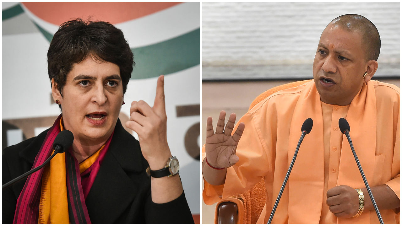 Congress leader Priyanka Gandhi Vadra (L) and Uttar Pradesh CM Yogi Adityanath. Credit: PTI Photos