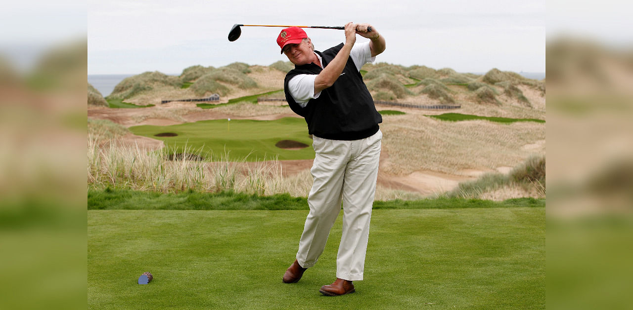  US President Donald Trump golfs at Trump National Golf Club. Credit: AFP Photo
