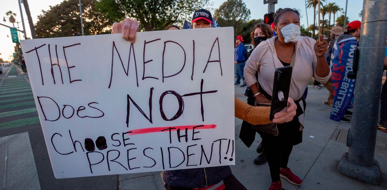 Supporters of US President Donald Trump rally after Democratic nominee Joe Biden won the 2020 presidential election, in Beverly Hills, California. Credit: AFP Photo