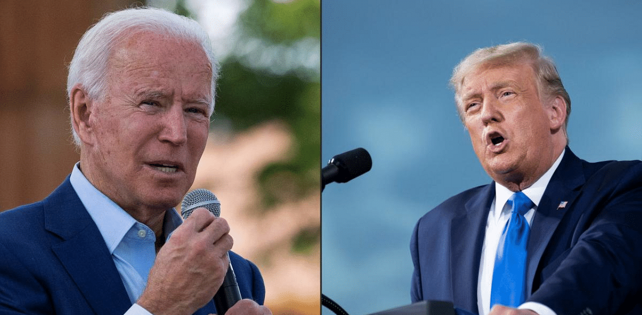 Joe Biden (L) and Donald Trump (R).