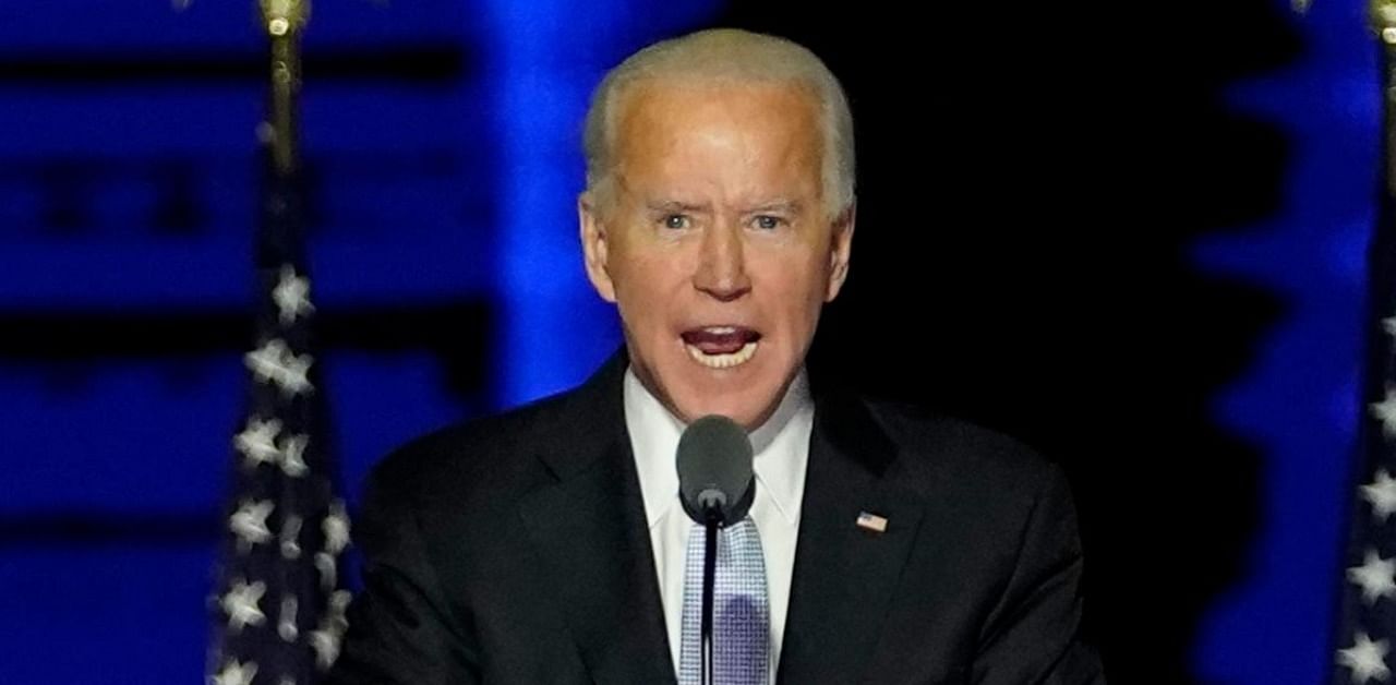 US President-elect Joe Biden delivers remarks in Wilmington, Delaware, on November 7, 2020, after being declared the winner of the US presidential election. Credit: AFP.