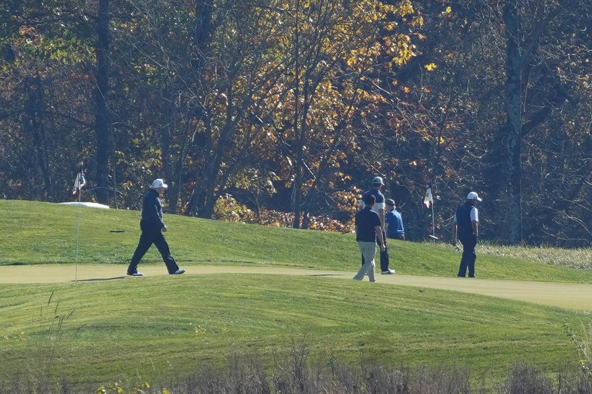 Donald Trump plays golf at the Trump National Golf course. Credit: Reuters